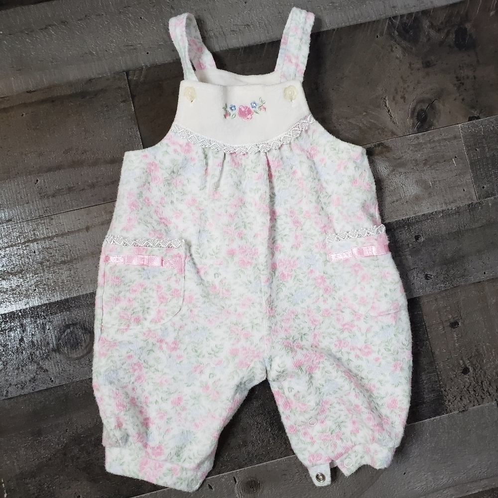 Floral Terry Cloth Overalls